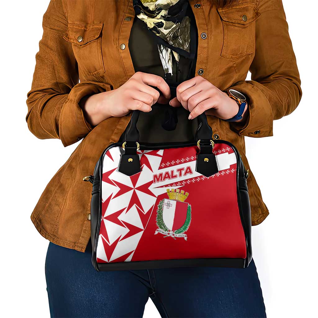 Malta Shoulder Handbag with Red White Starburst Design TS04