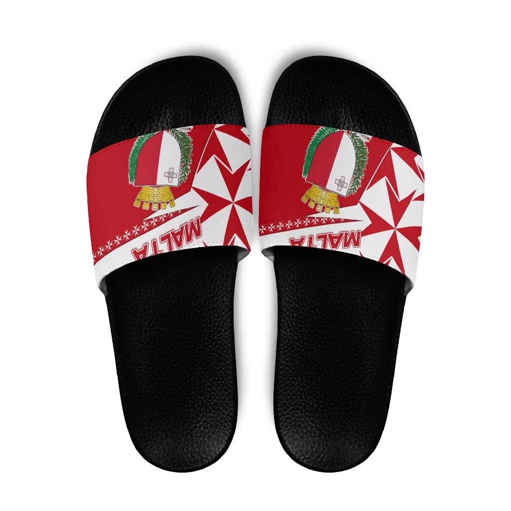 Malta Slide Sandals with Red White Starburst Design TS04