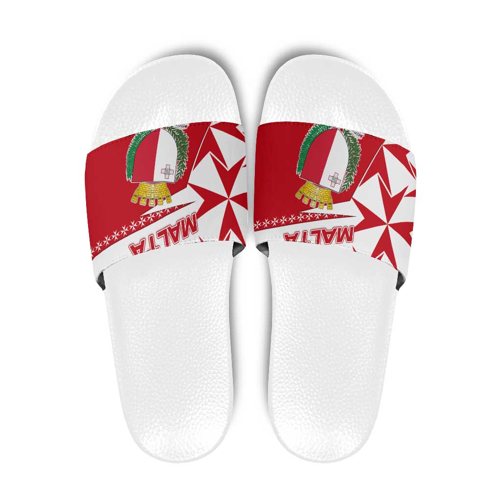 Malta Slide Sandals with Red White Starburst Design TS04