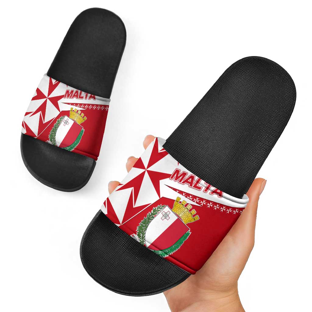 Malta Slide Sandals with Red White Starburst Design TS04