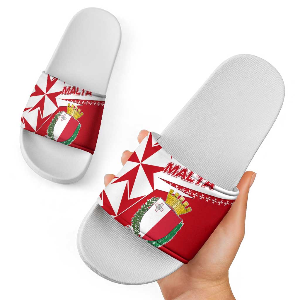 Malta Slide Sandals with Red White Starburst Design TS04