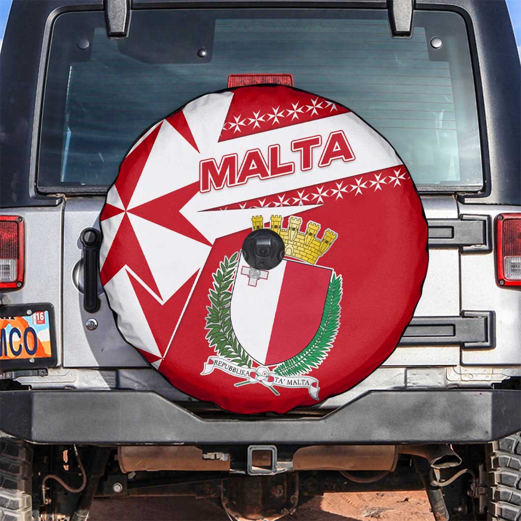 Malta Spare Tire Cover with Red White Starburst Design TS04