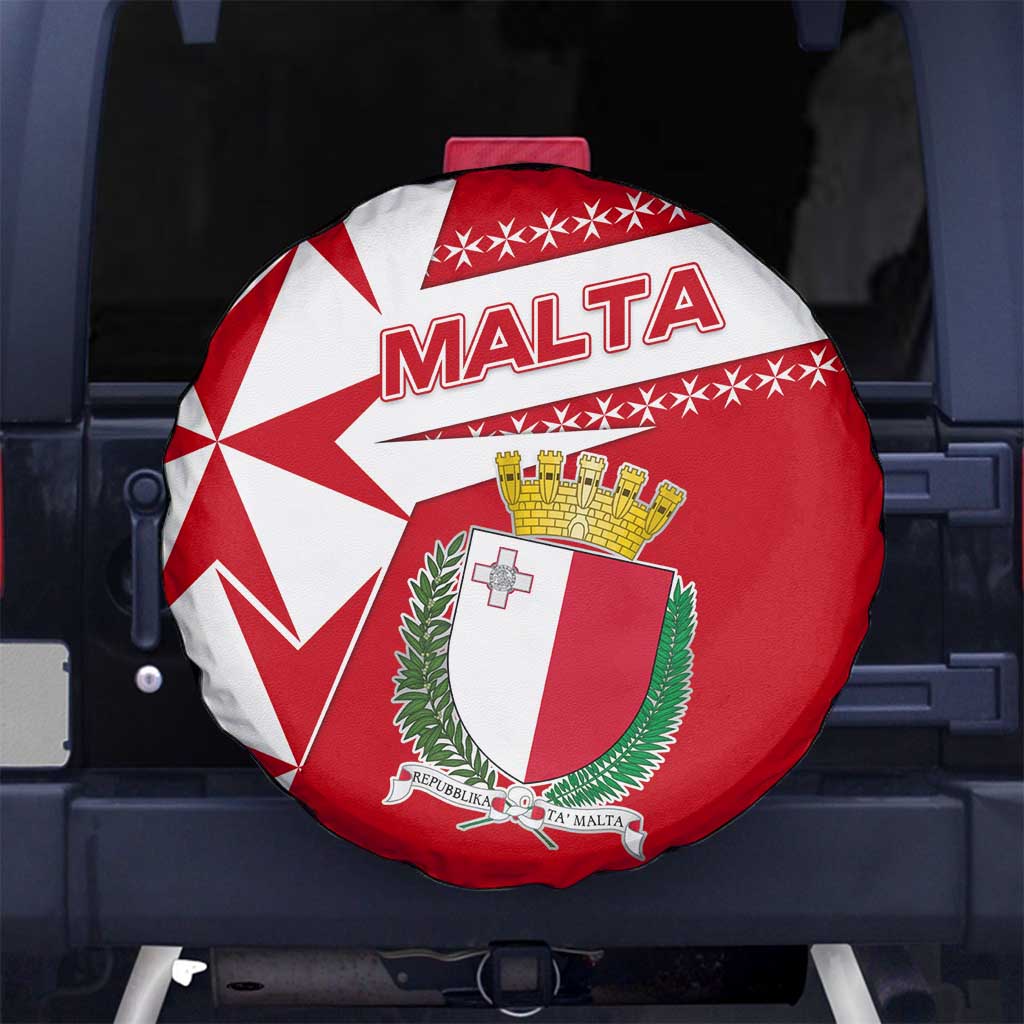 Malta Spare Tire Cover with Red White Starburst Design TS04