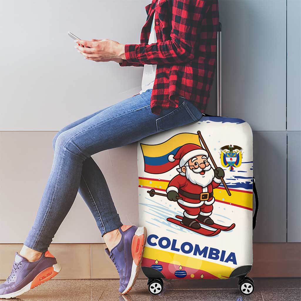 Colombia Christmas Luggage Cover with Santa Skiing Colombian Flag and Holiday Ornament TS04