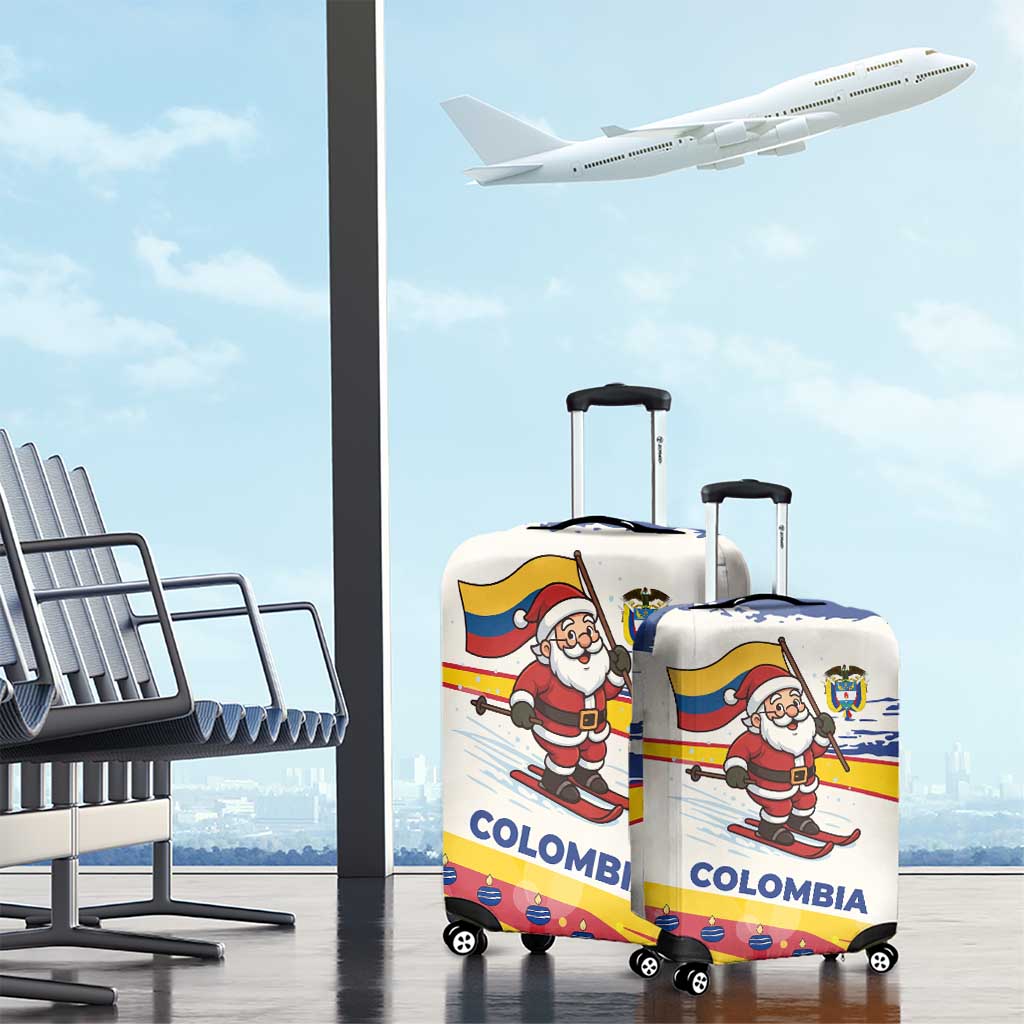 Colombia Christmas Luggage Cover with Santa Skiing Colombian Flag and Holiday Ornament TS04