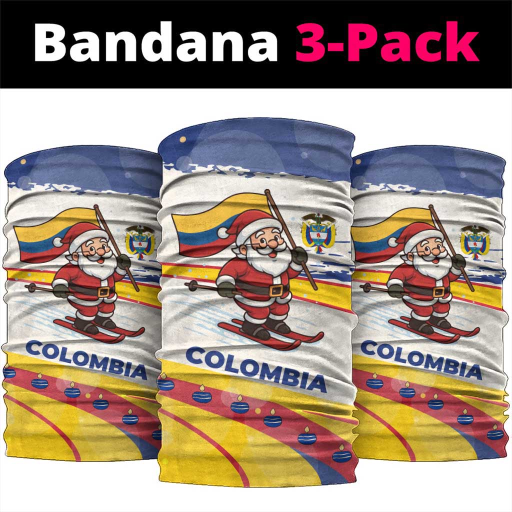 Colombia Christmas Neck Gaiter with Santa Skiing Colombian Flag and Holiday Ornament TS04