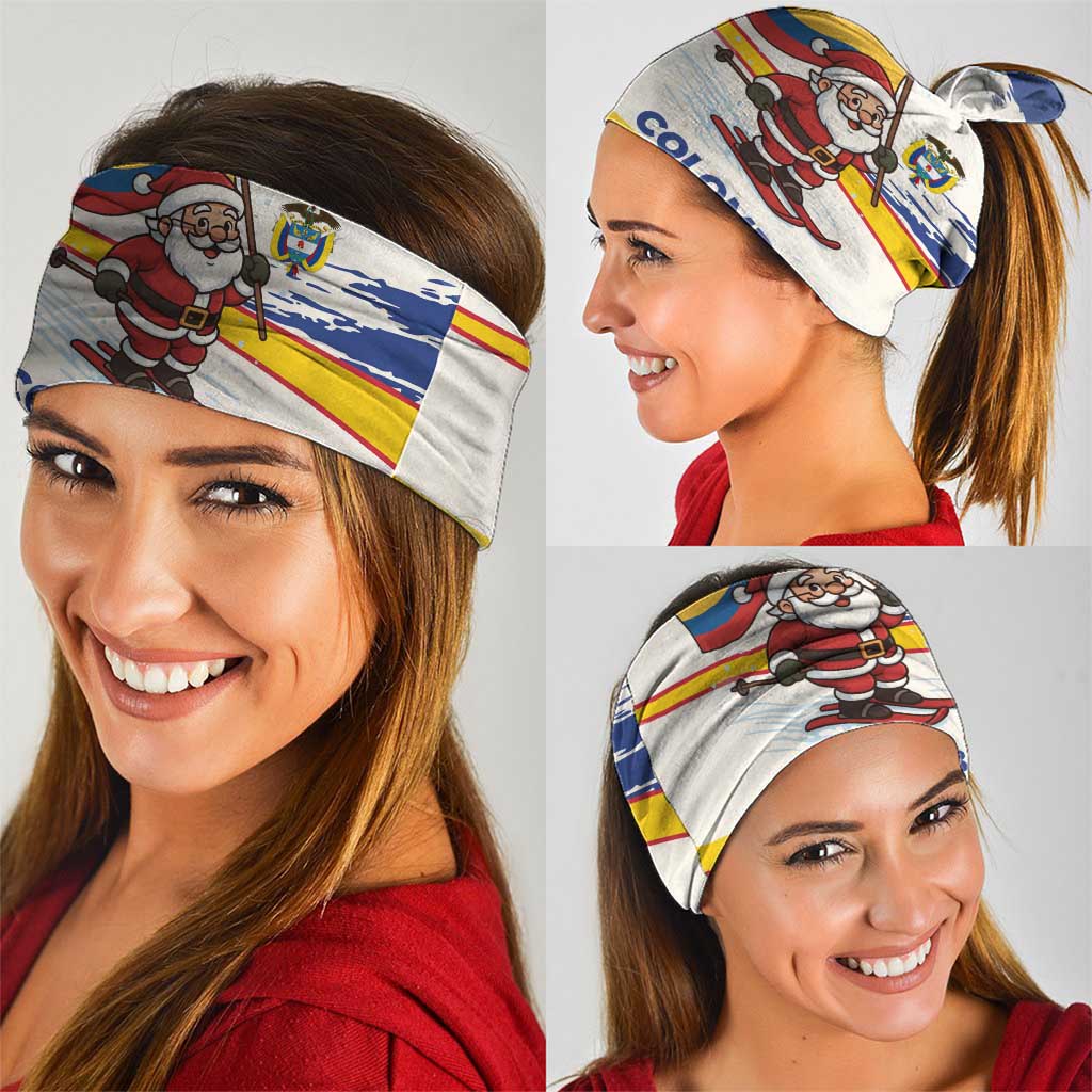 Colombia Christmas Neck Gaiter with Santa Skiing Colombian Flag and Holiday Ornament TS04