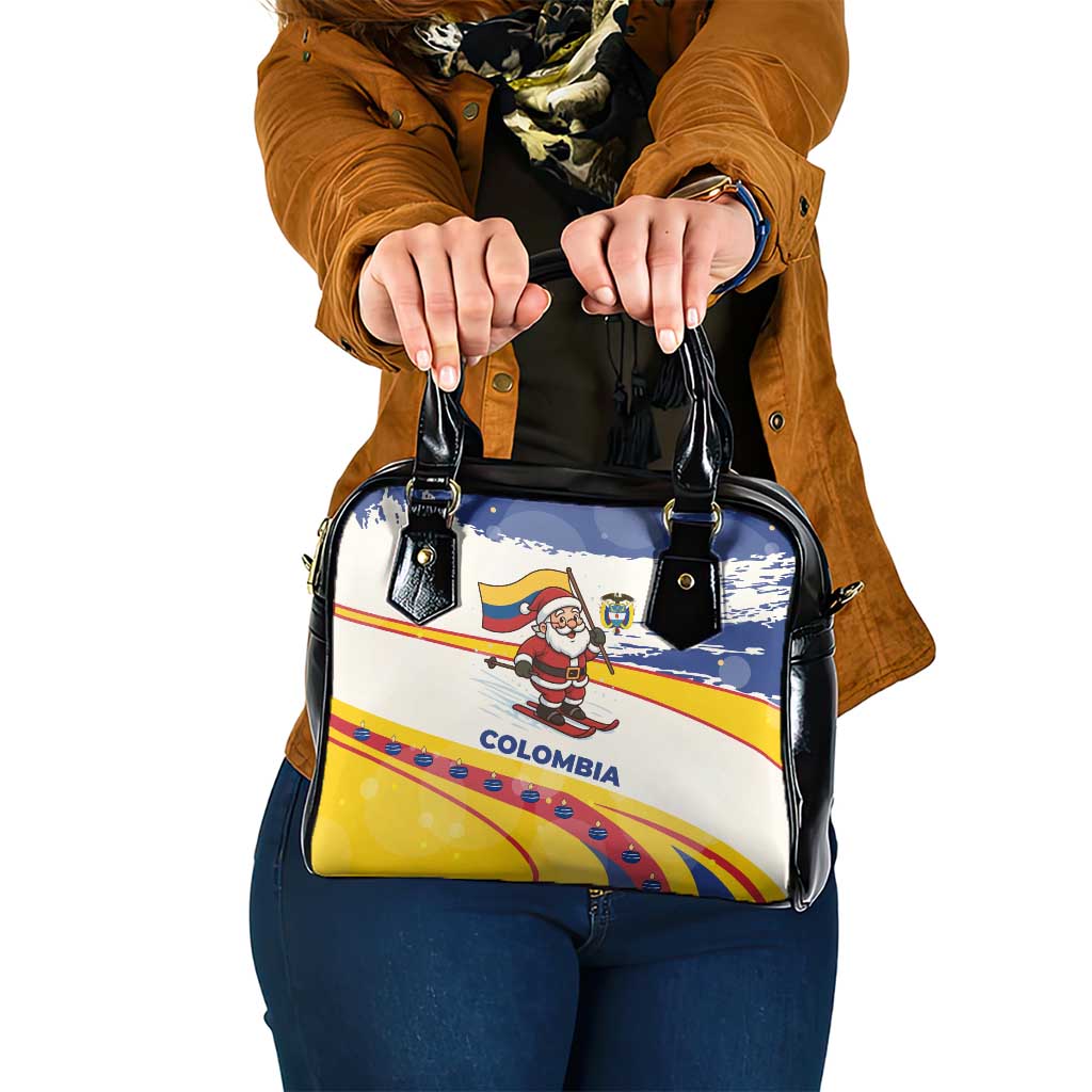 Colombia Christmas Shoulder Handbag with Santa Skiing Colombian Flag and Holiday Ornament TS04