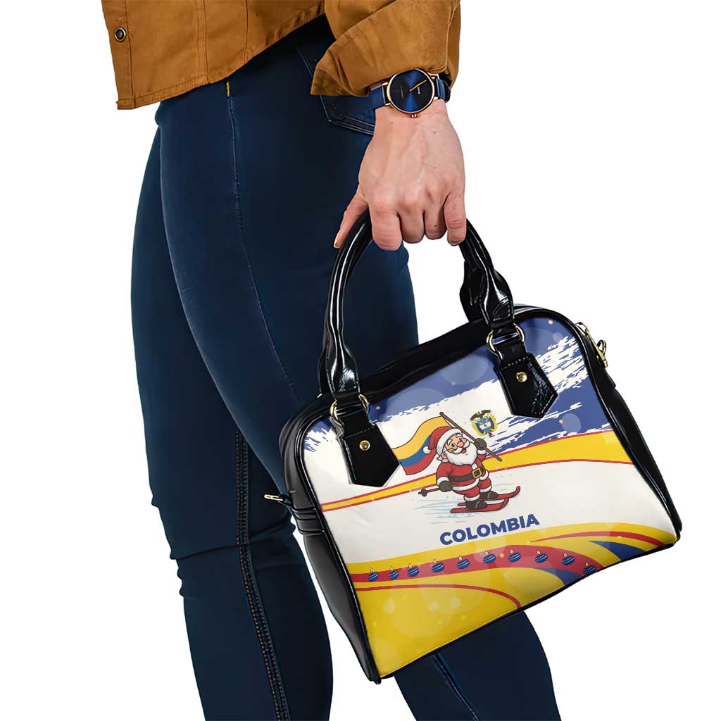 Colombia Christmas Shoulder Handbag with Santa Skiing Colombian Flag and Holiday Ornament TS04