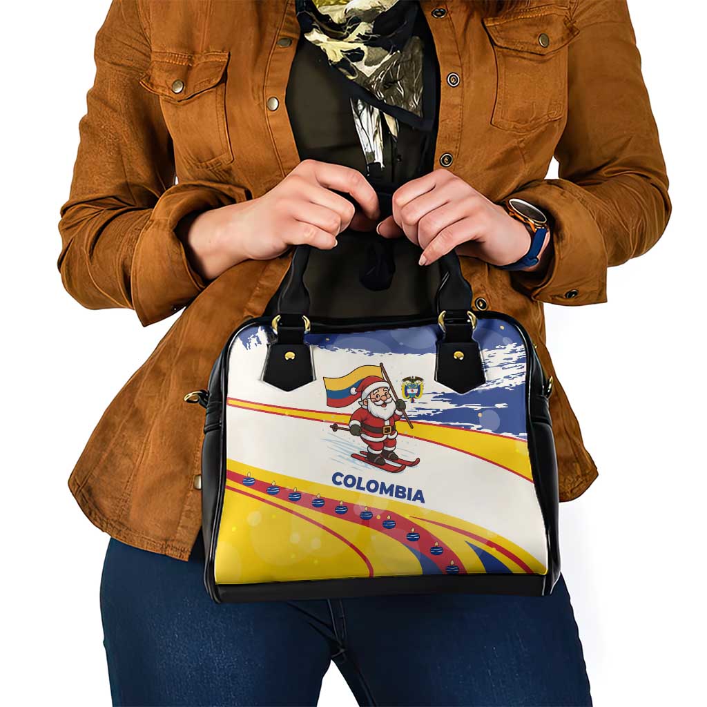 Colombia Christmas Shoulder Handbag with Santa Skiing Colombian Flag and Holiday Ornament TS04