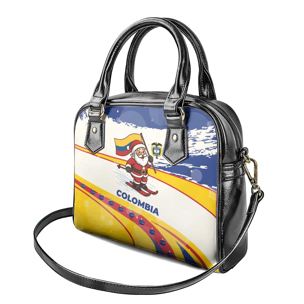 Colombia Christmas Shoulder Handbag with Santa Skiing Colombian Flag and Holiday Ornament TS04