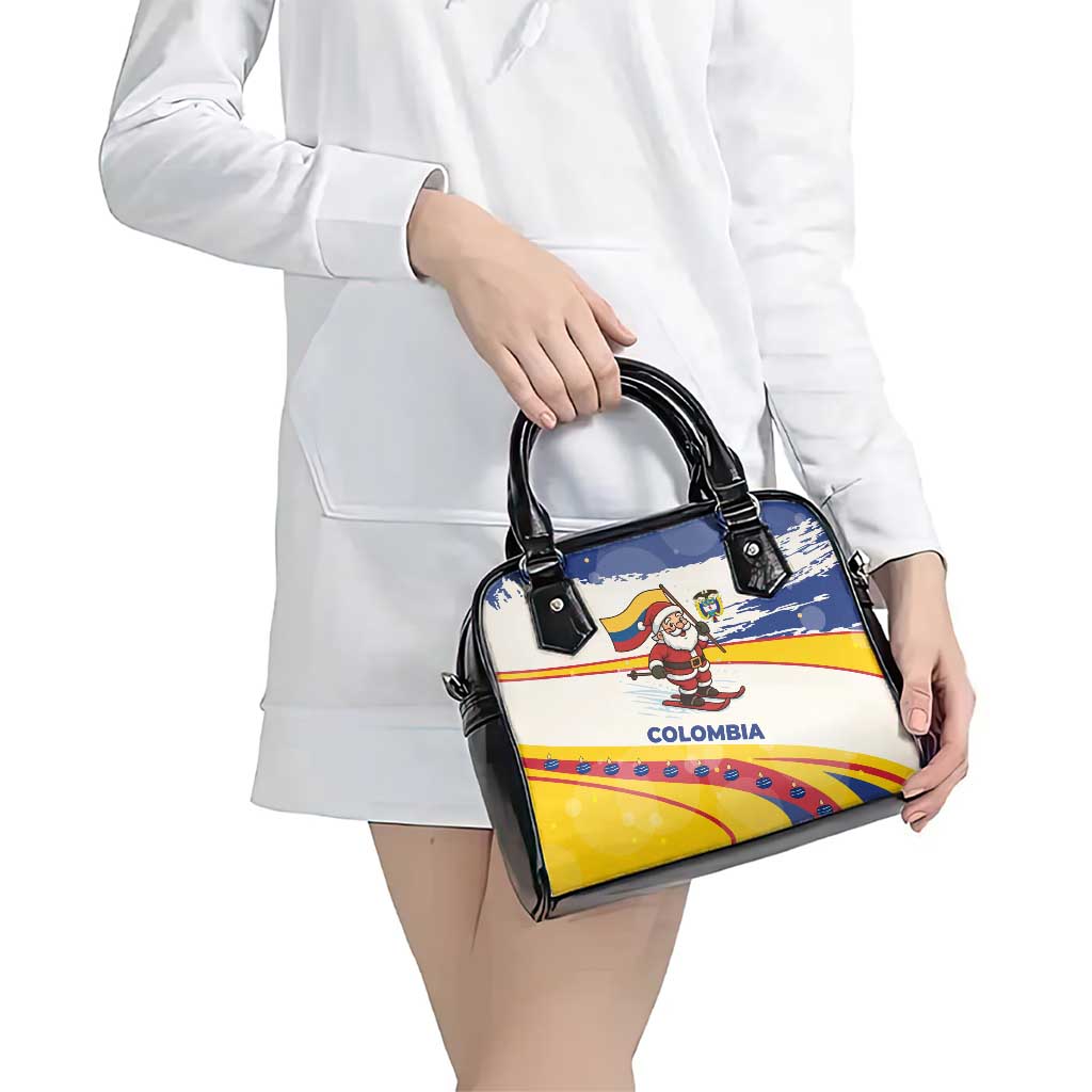 Colombia Christmas Shoulder Handbag with Santa Skiing Colombian Flag and Holiday Ornament TS04