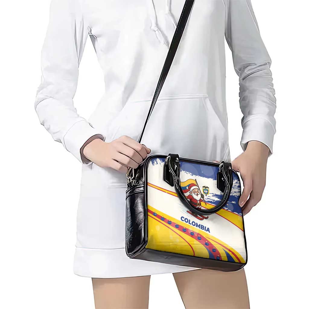 Colombia Christmas Shoulder Handbag with Santa Skiing Colombian Flag and Holiday Ornament TS04