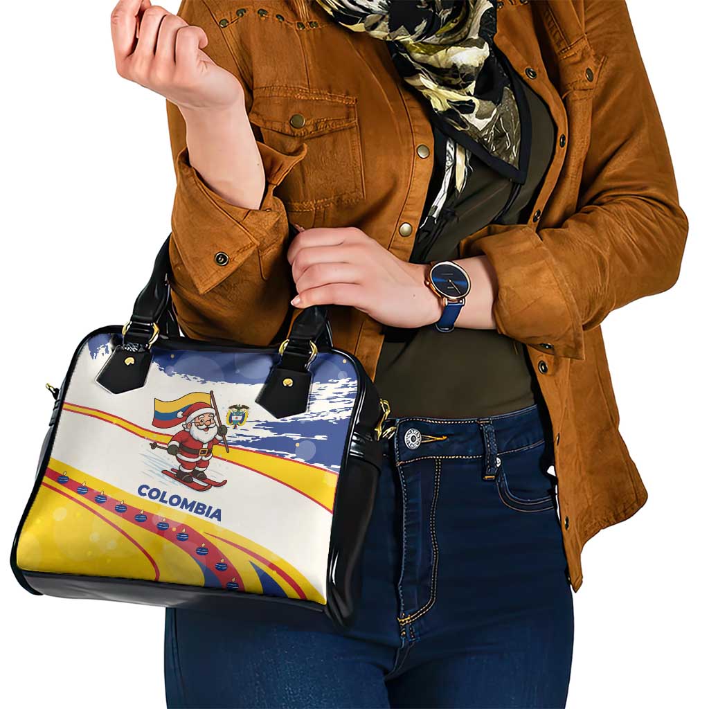 Colombia Christmas Shoulder Handbag with Santa Skiing Colombian Flag and Holiday Ornament TS04