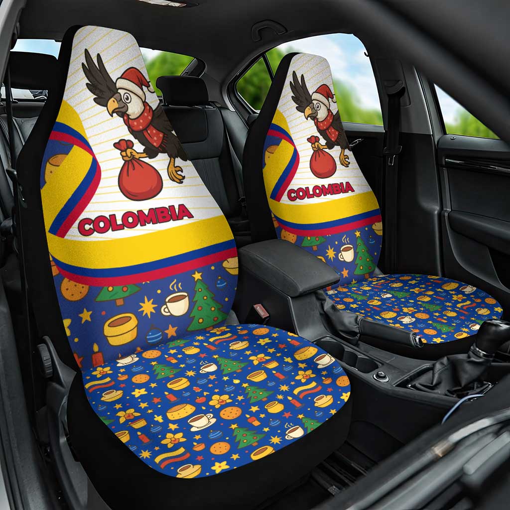 Colombia Christmas Car Seat Cover with Santa Condor Gift Bag and Holiday Food Pattern TS04
