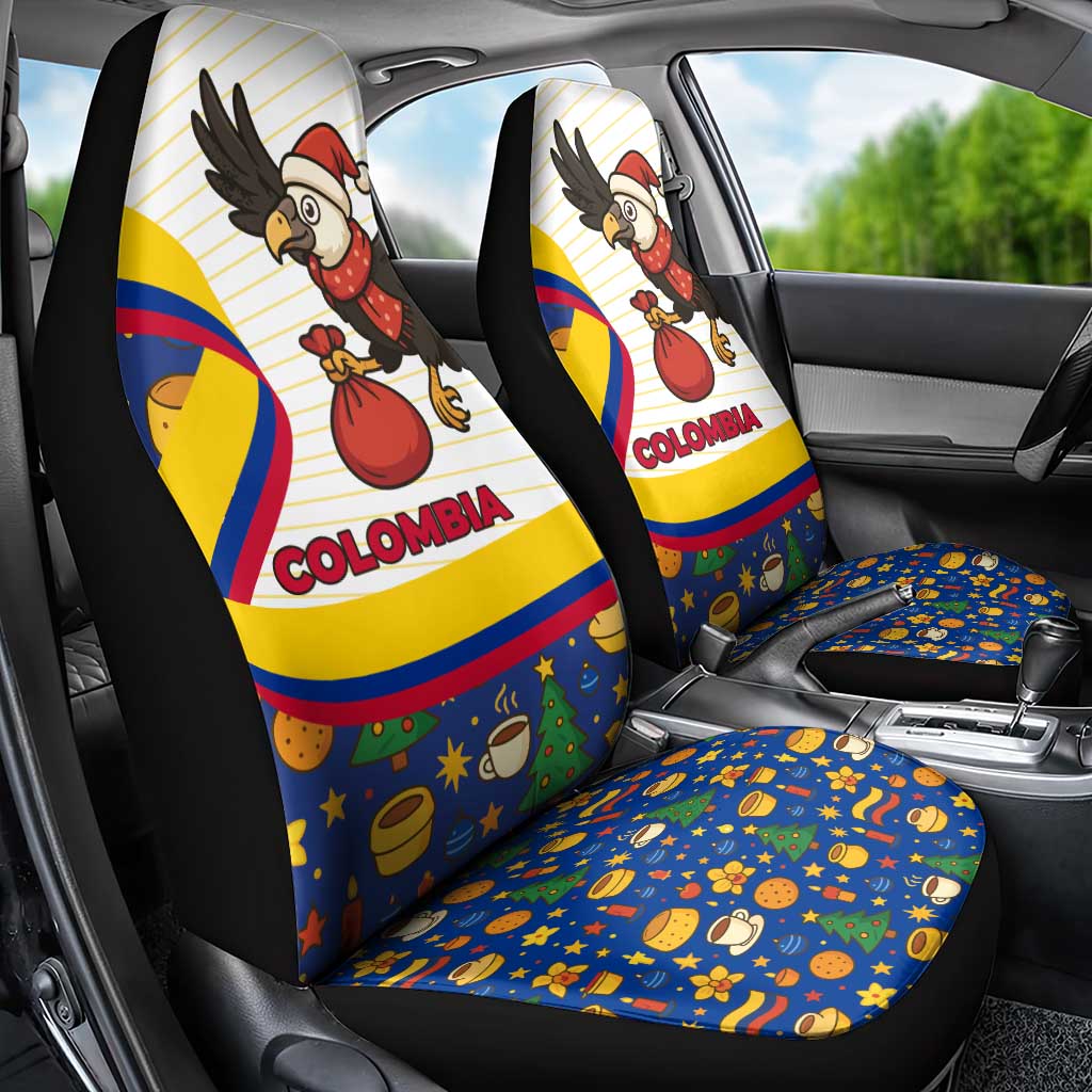 Colombia Christmas Car Seat Cover with Santa Condor Gift Bag and Holiday Food Pattern TS04