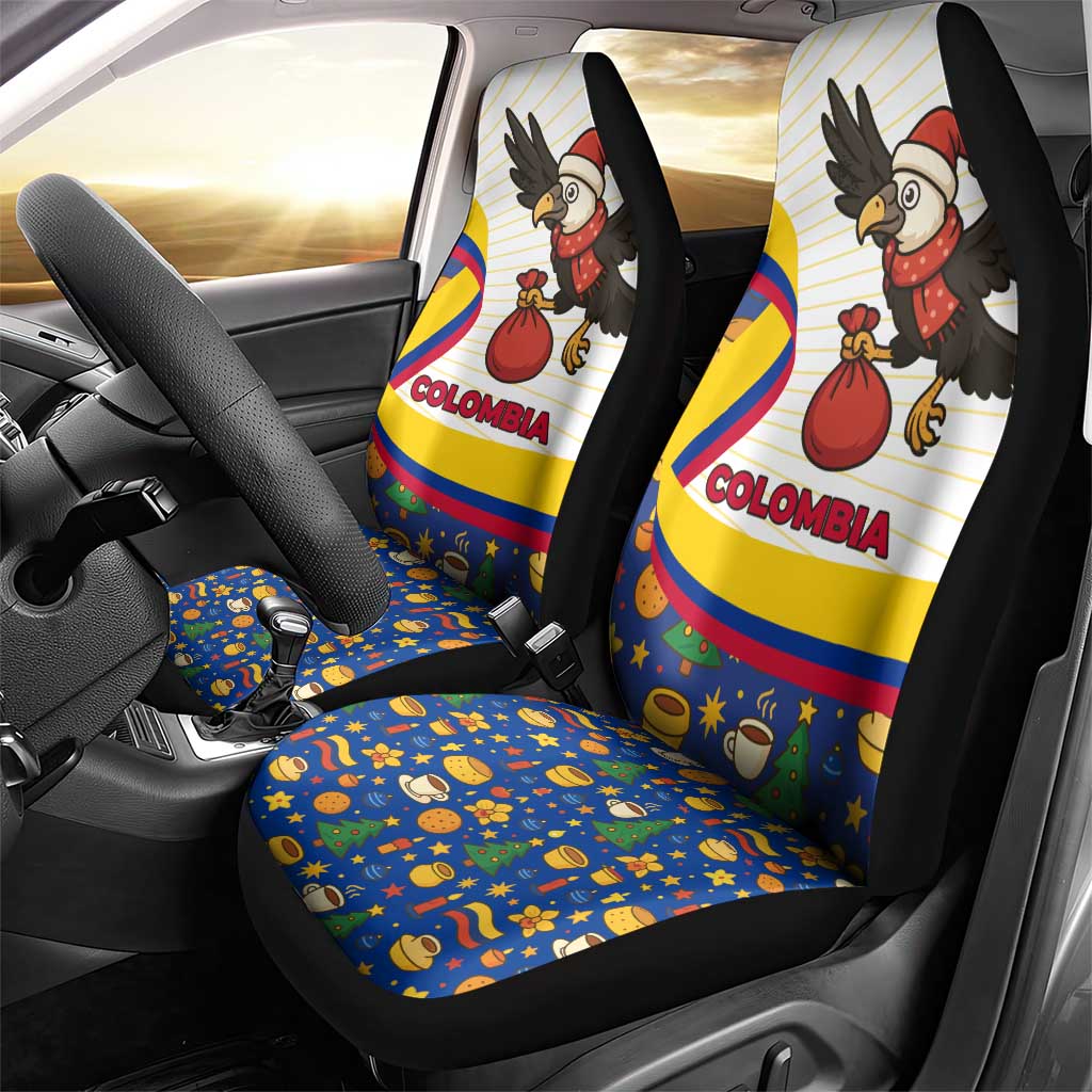 Colombia Christmas Car Seat Cover with Santa Condor Gift Bag and Holiday Food Pattern TS04