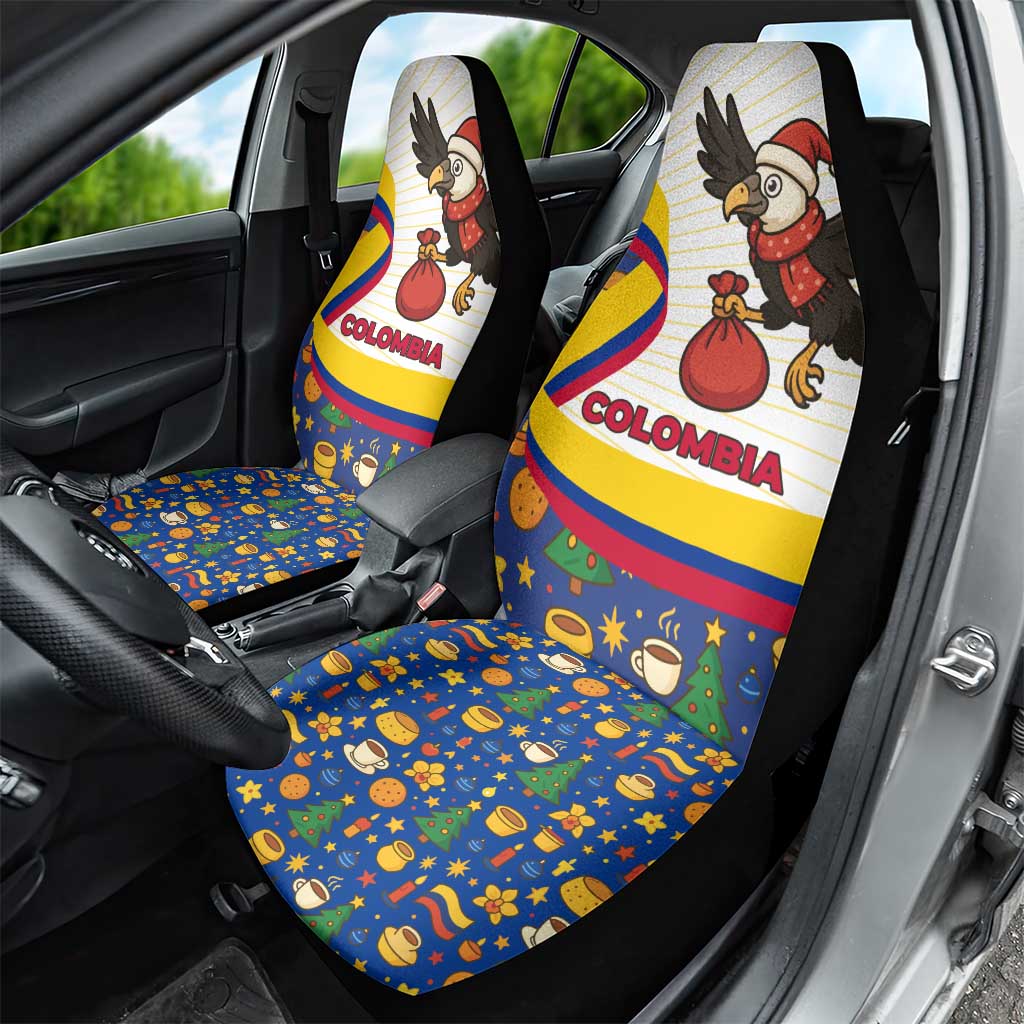 Colombia Christmas Car Seat Cover with Santa Condor Gift Bag and Holiday Food Pattern TS04