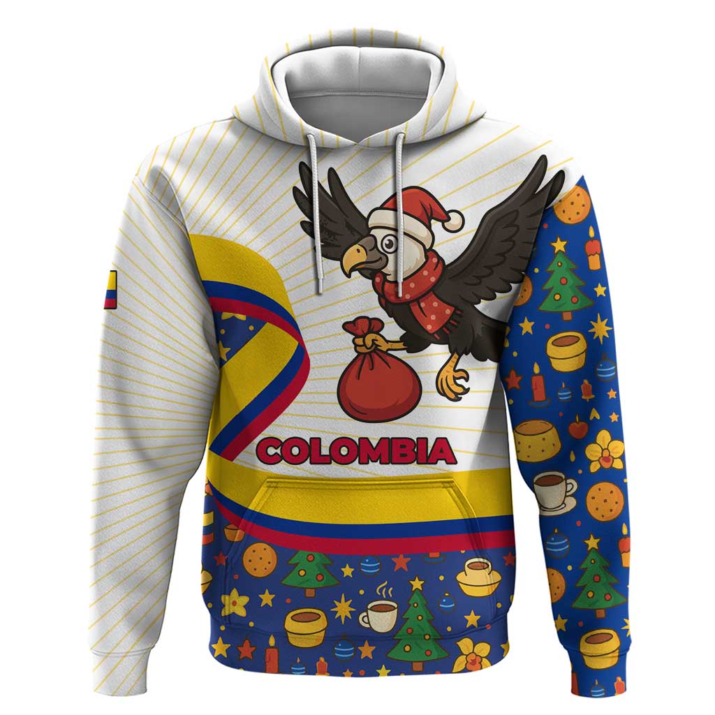Colombia Christmas Hoodie with Santa Condor Gift Bag and Holiday Food Pattern TS04