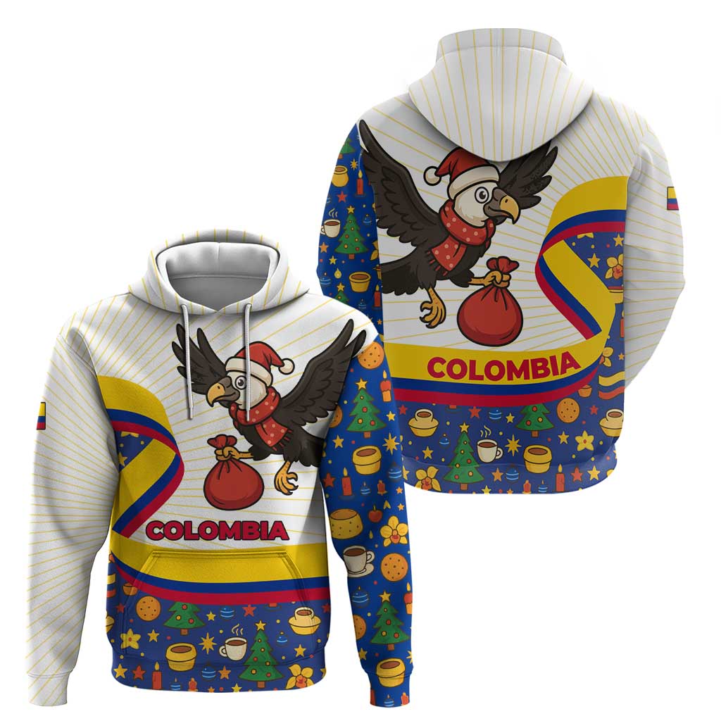Colombia Christmas Hoodie with Santa Condor Gift Bag and Holiday Food Pattern TS04