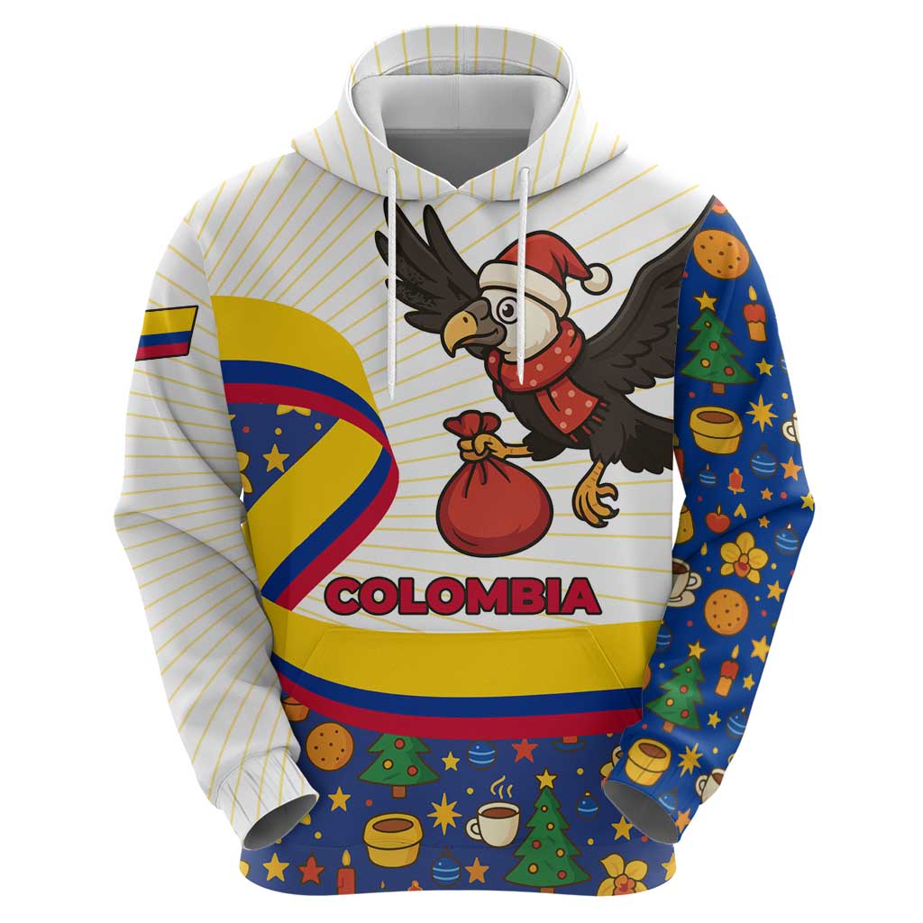 Colombia Christmas Hoodie with Santa Condor Gift Bag and Holiday Food Pattern TS04