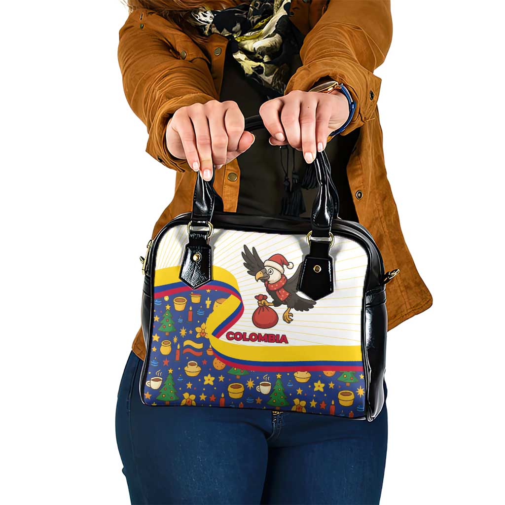 Colombia Christmas Shoulder Handbag with Santa Condor Gift Bag and Holiday Food Pattern TS04