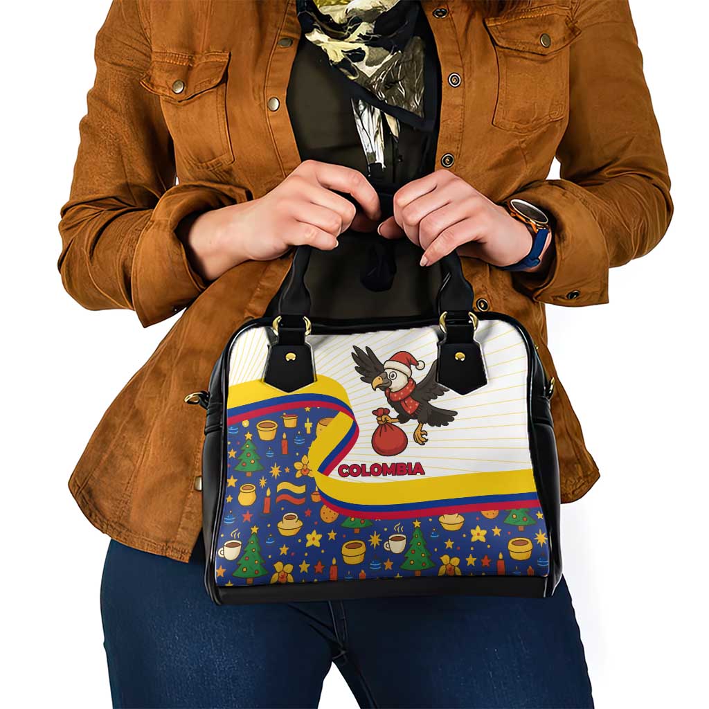Colombia Christmas Shoulder Handbag with Santa Condor Gift Bag and Holiday Food Pattern TS04