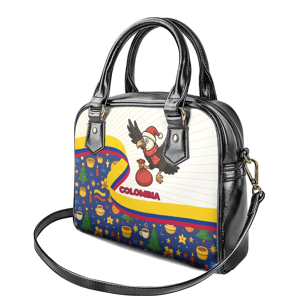 Colombia Christmas Shoulder Handbag with Santa Condor Gift Bag and Holiday Food Pattern TS04