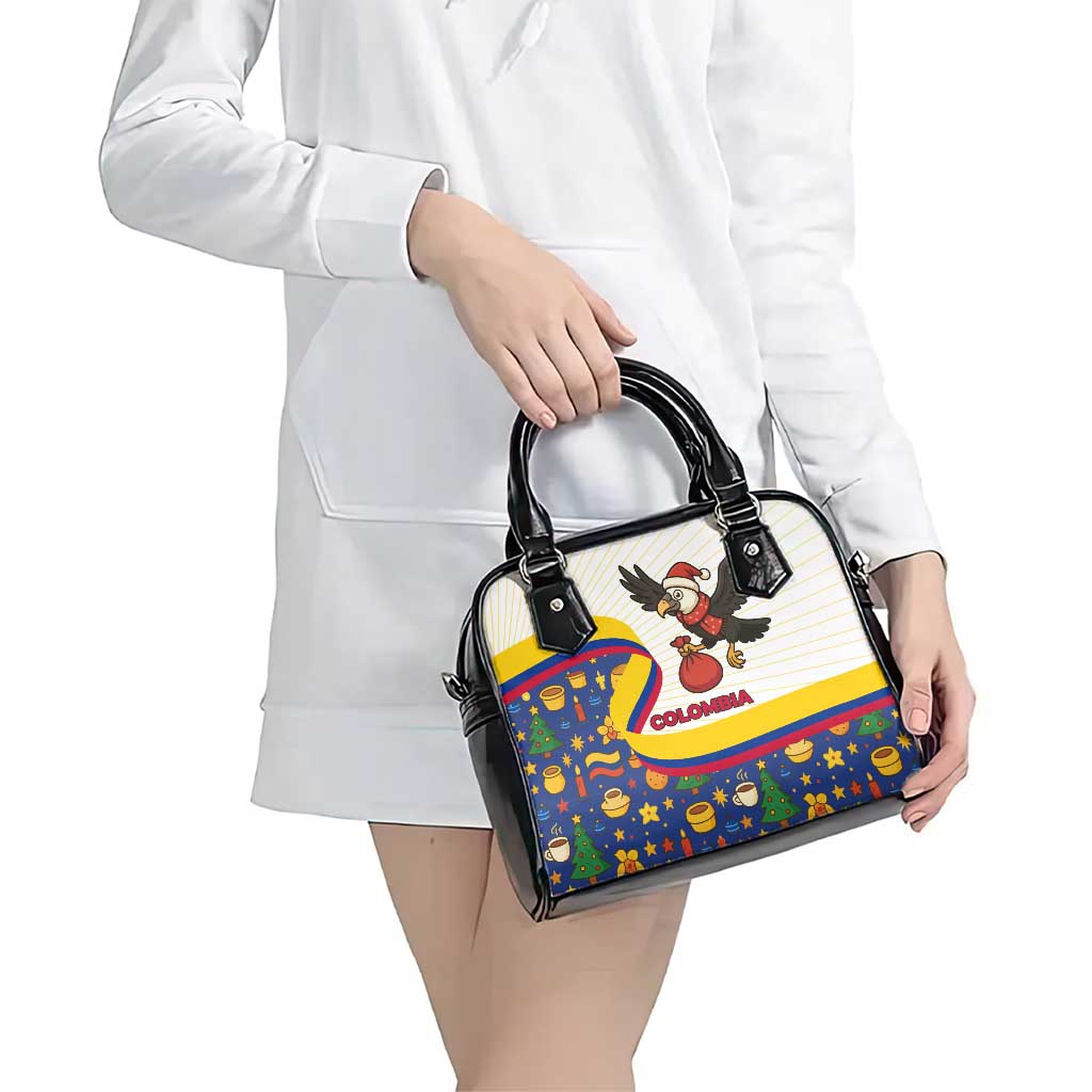 Colombia Christmas Shoulder Handbag with Santa Condor Gift Bag and Holiday Food Pattern TS04