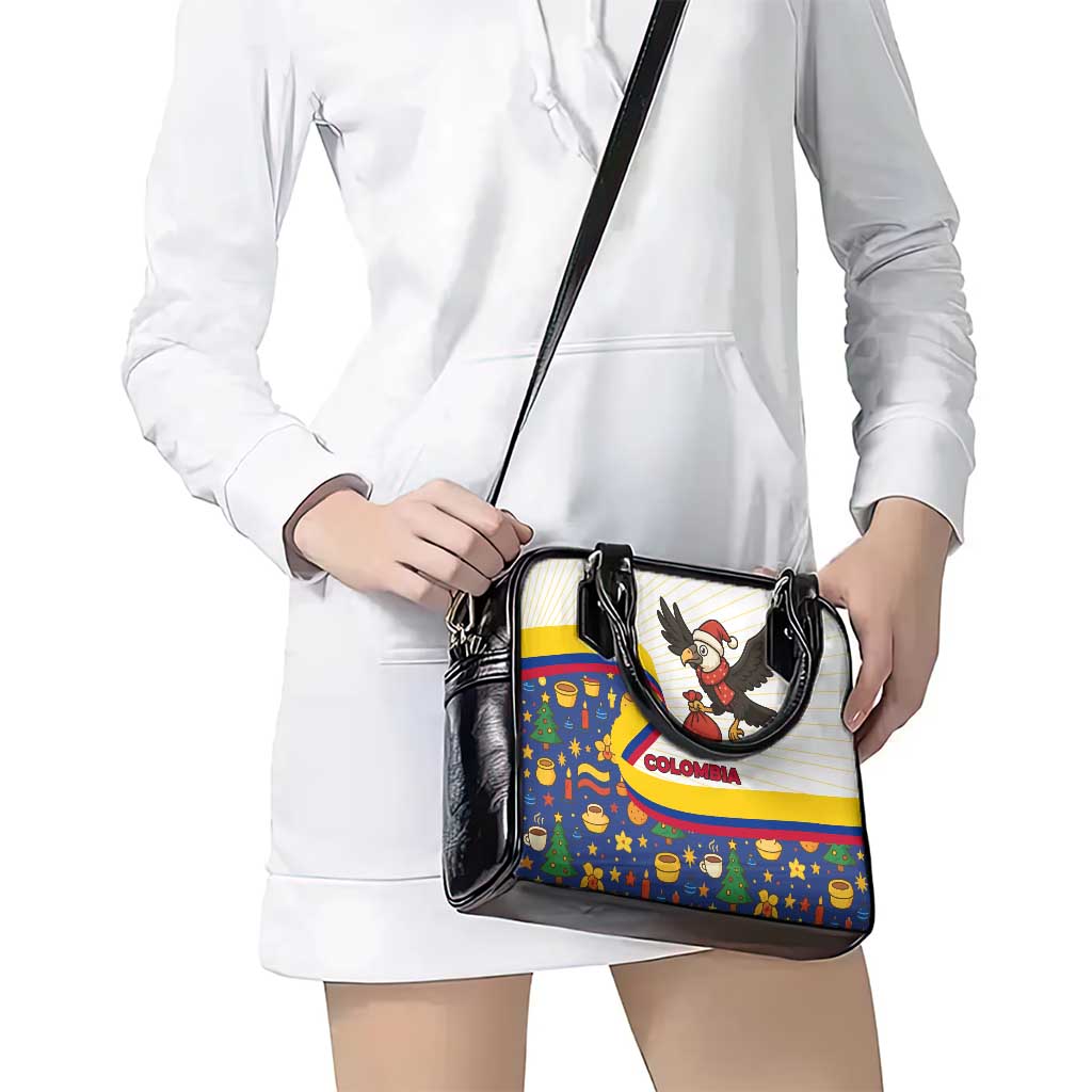 Colombia Christmas Shoulder Handbag with Santa Condor Gift Bag and Holiday Food Pattern TS04