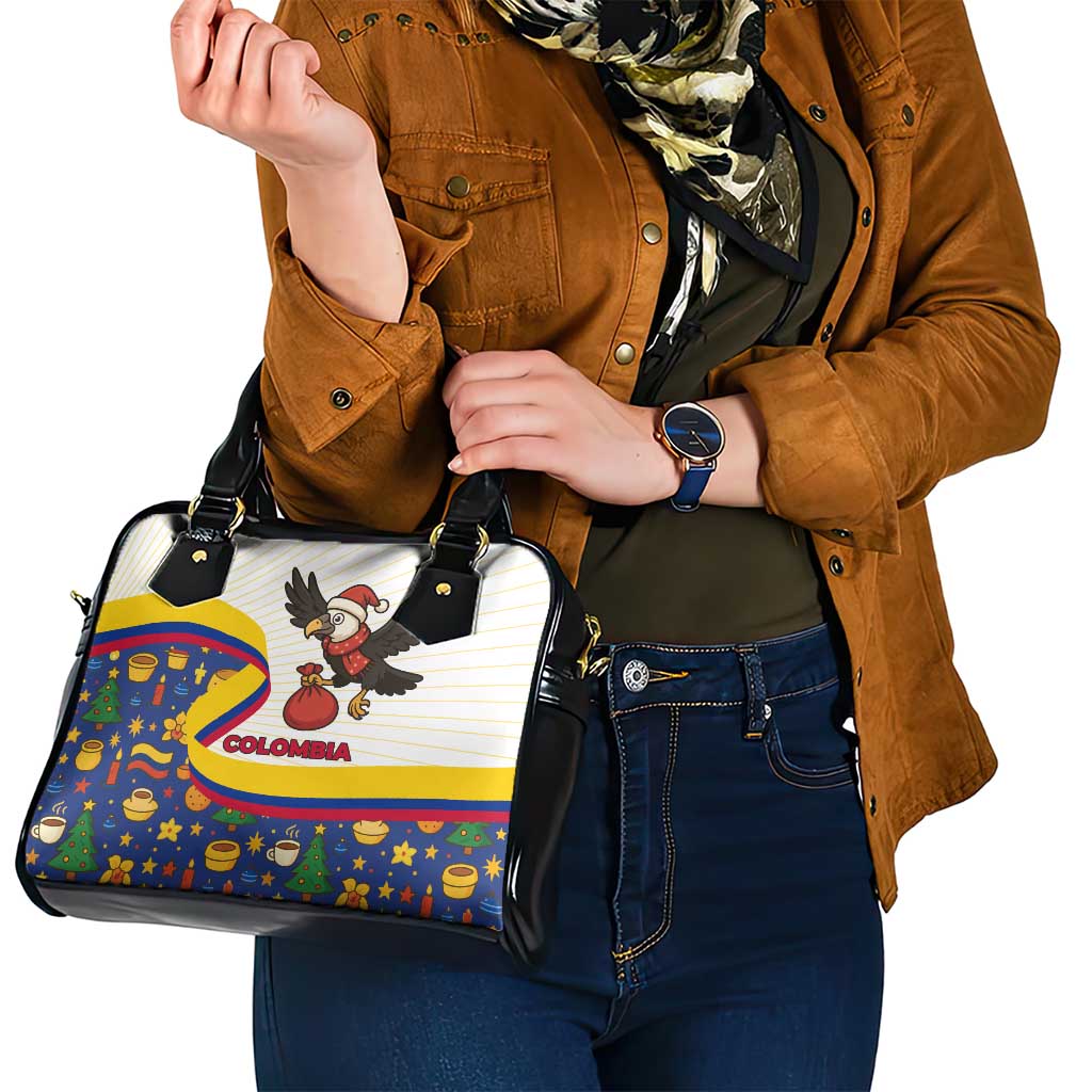 Colombia Christmas Shoulder Handbag with Santa Condor Gift Bag and Holiday Food Pattern TS04