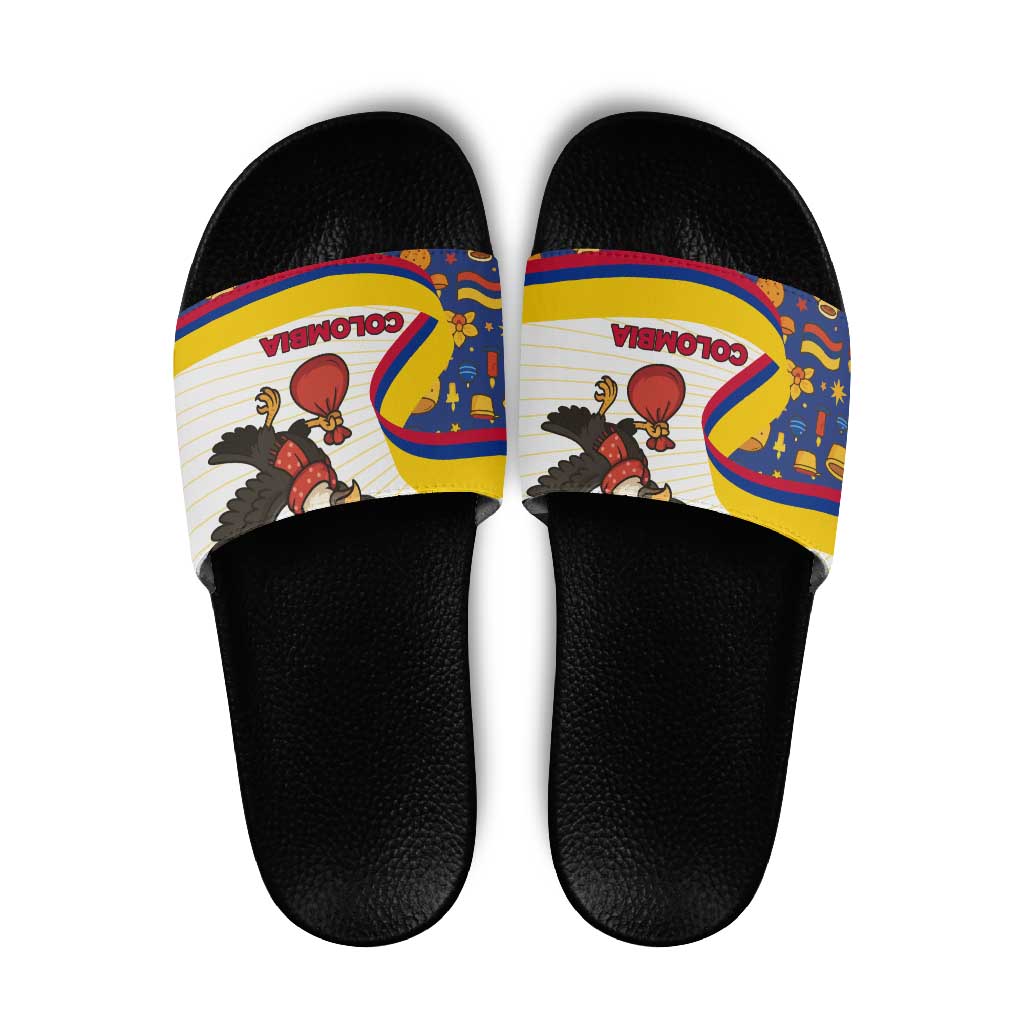 Colombia Christmas Slide Sandals with Santa Condor Gift Bag and Holiday Food Pattern TS04