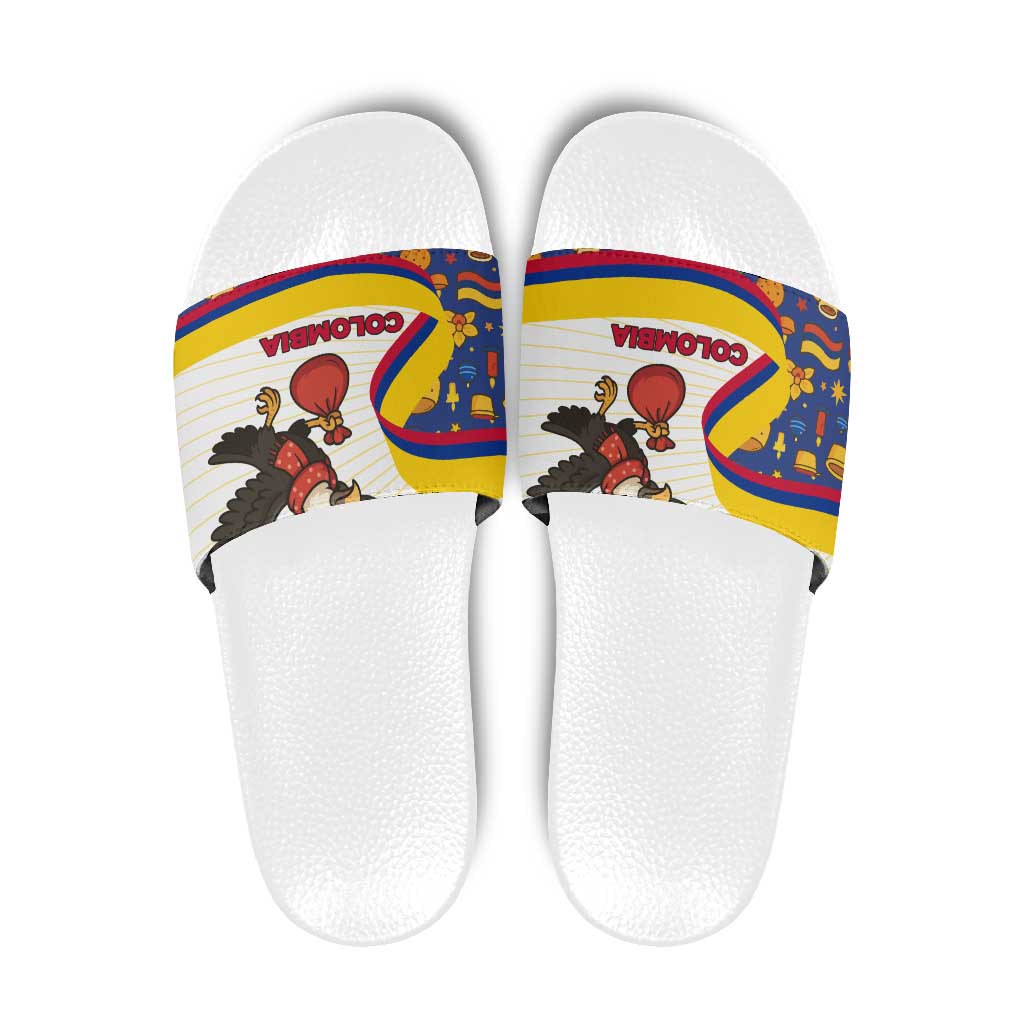 Colombia Christmas Slide Sandals with Santa Condor Gift Bag and Holiday Food Pattern TS04