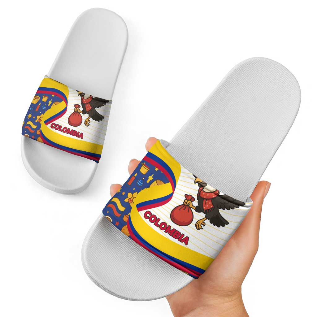 Colombia Christmas Slide Sandals with Santa Condor Gift Bag and Holiday Food Pattern TS04