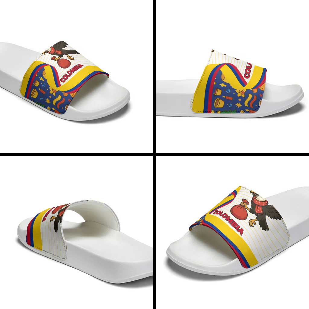 Colombia Christmas Slide Sandals with Santa Condor Gift Bag and Holiday Food Pattern TS04