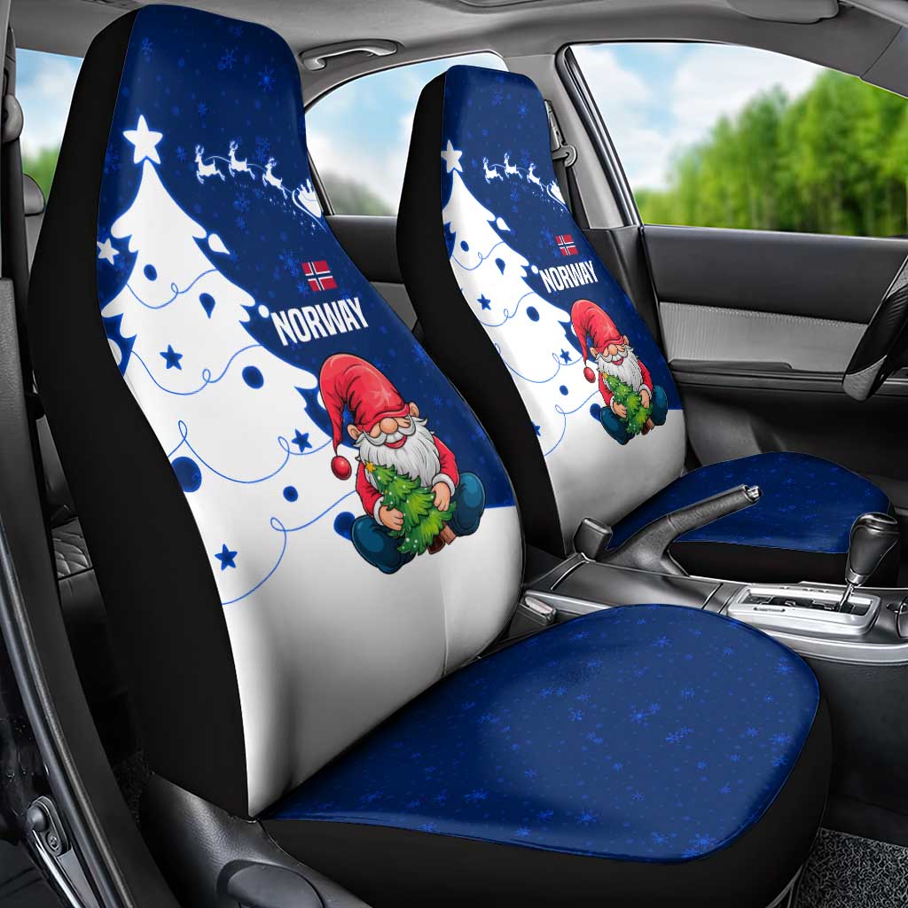 Norway Christmas Car Seat Cover with Nordic Gnome Santa White Tree and Snowflake TS04