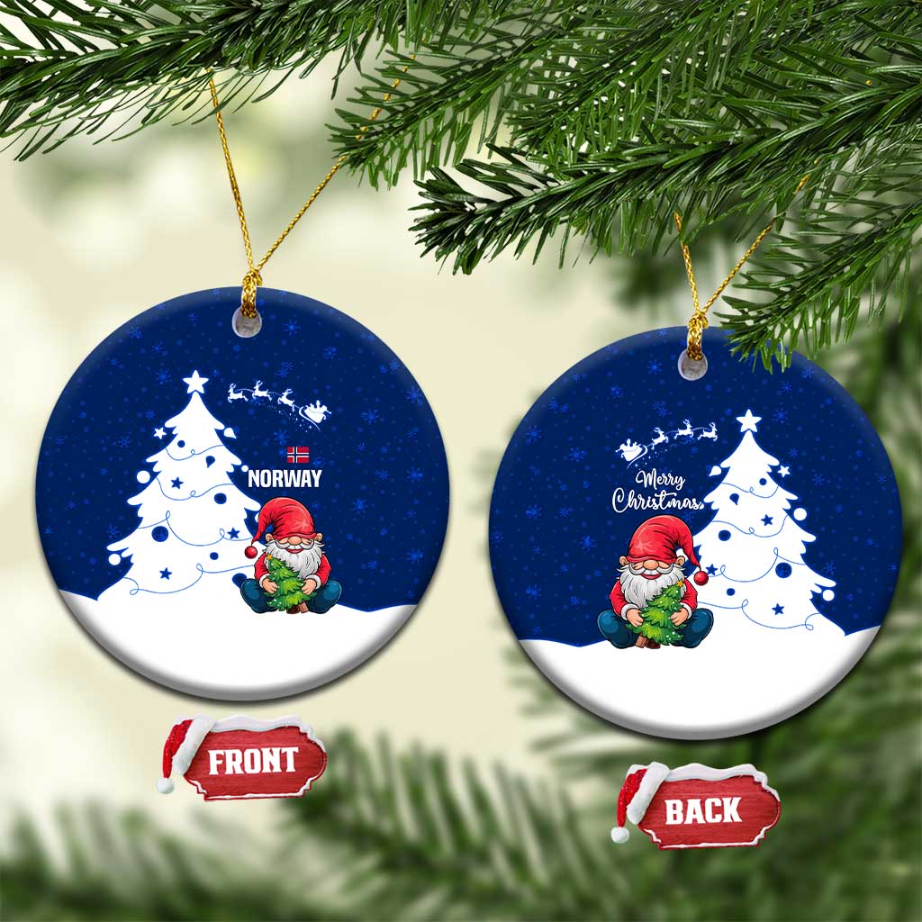 Norway Christmas Ceramic Ornament with Nordic Gnome Santa White Tree and Snowflake TS04