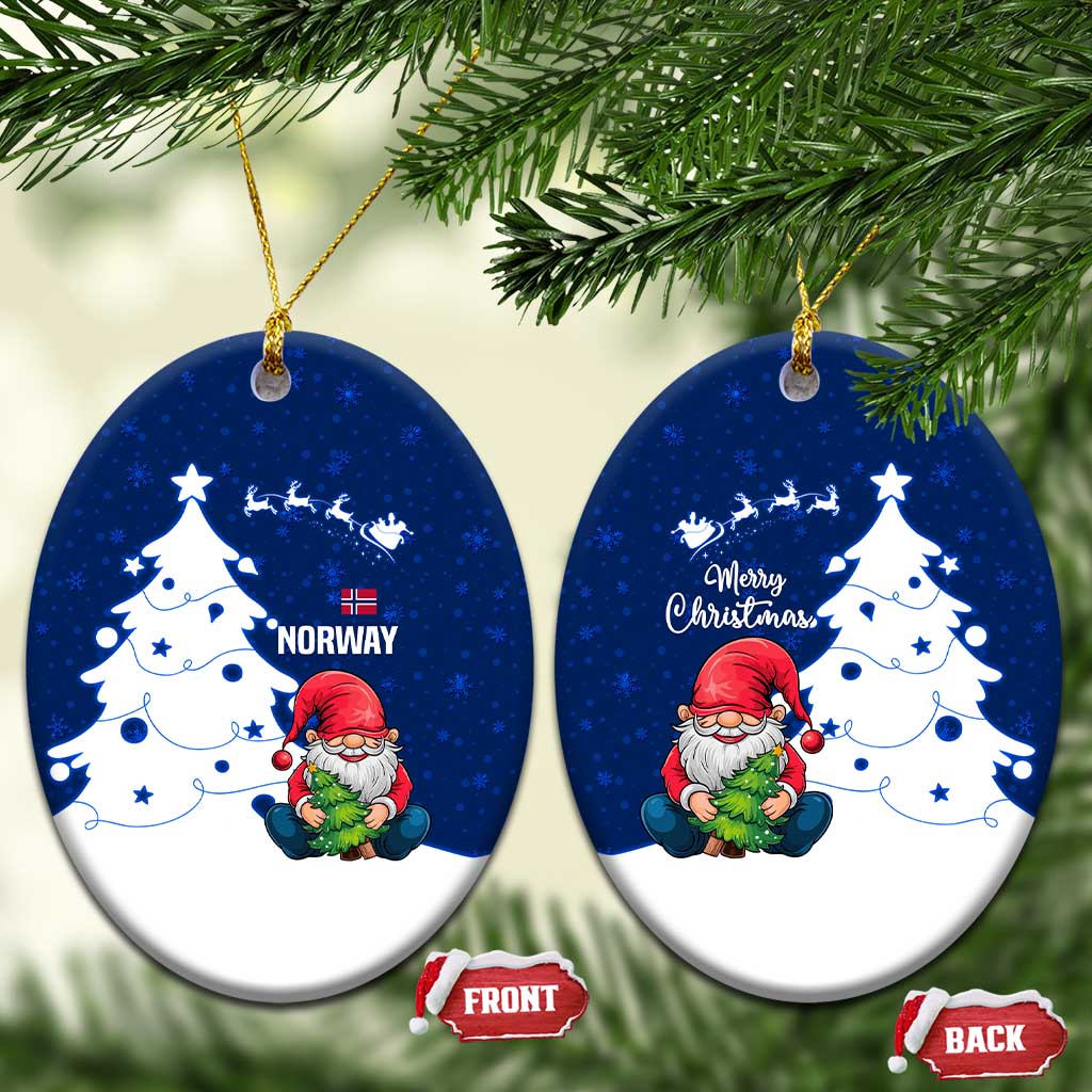 Norway Christmas Ceramic Ornament with Nordic Gnome Santa White Tree and Snowflake TS04