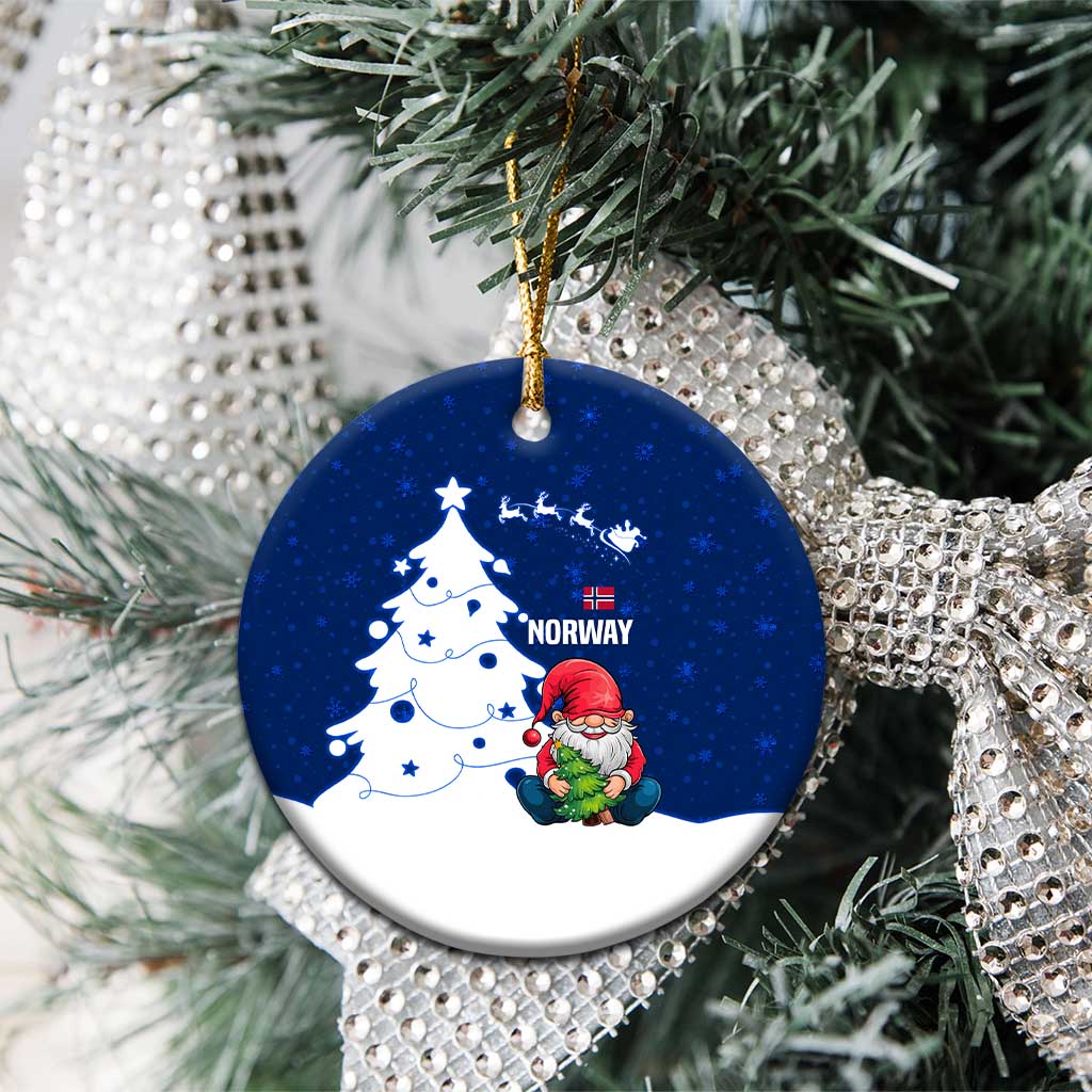 Norway Christmas Ceramic Ornament with Nordic Gnome Santa White Tree and Snowflake TS04