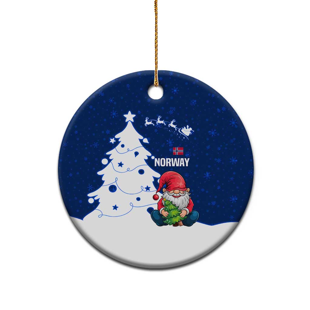 Norway Christmas Ceramic Ornament with Nordic Gnome Santa White Tree and Snowflake TS04
