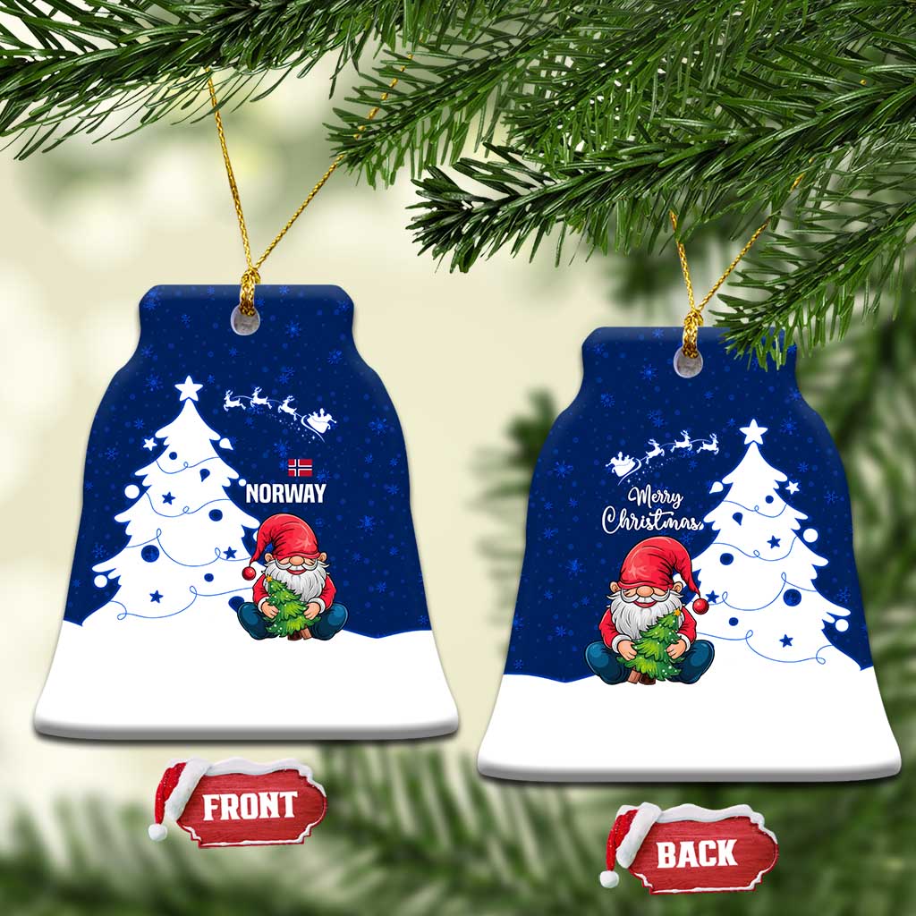 Norway Christmas Ceramic Ornament with Nordic Gnome Santa White Tree and Snowflake TS04
