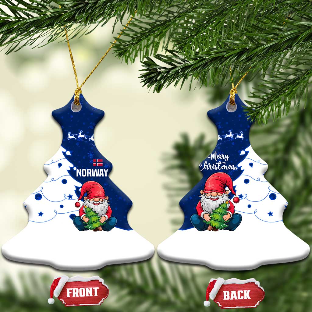 Norway Christmas Ceramic Ornament with Nordic Gnome Santa White Tree and Snowflake TS04