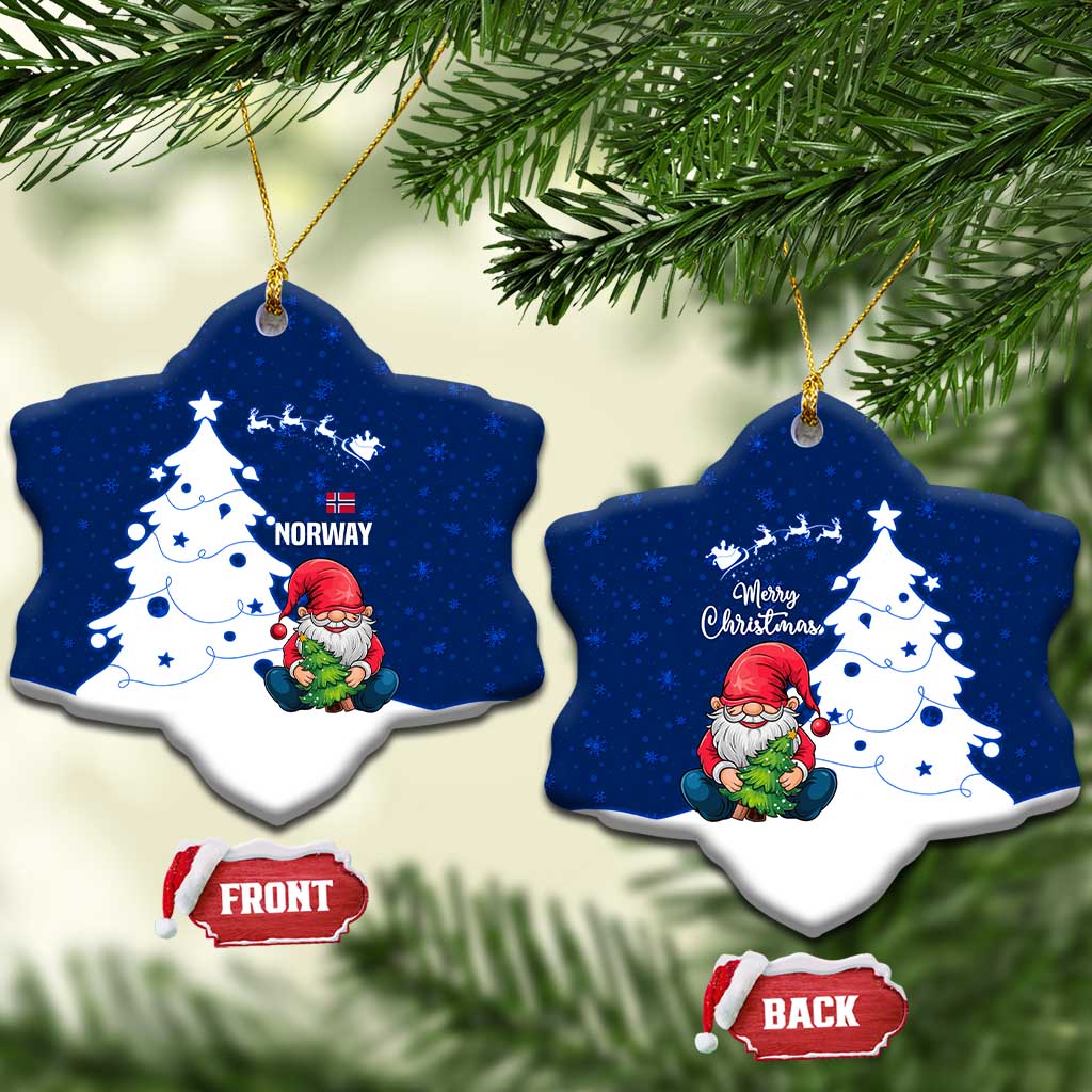 Norway Christmas Ceramic Ornament with Nordic Gnome Santa White Tree and Snowflake TS04