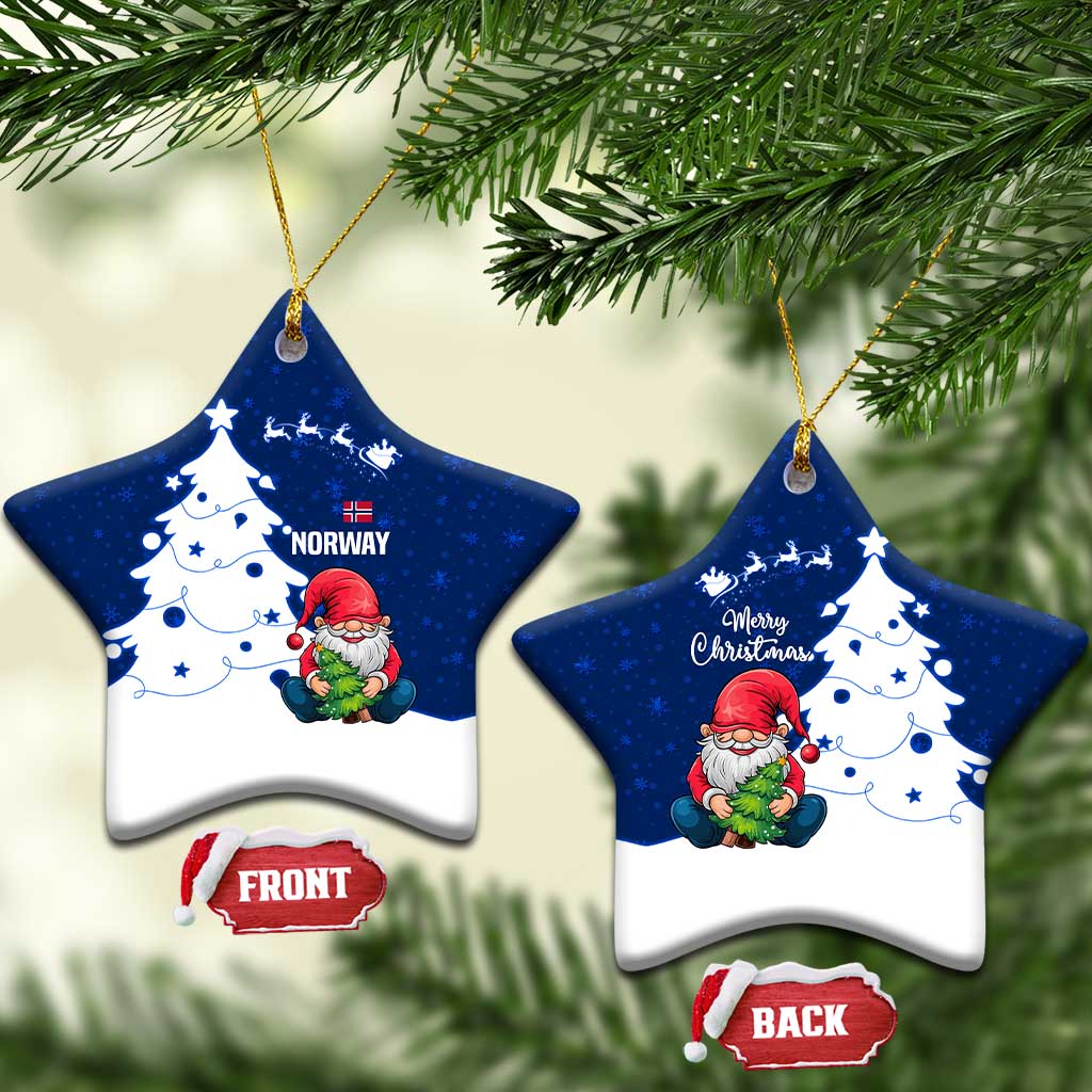 Norway Christmas Ceramic Ornament with Nordic Gnome Santa White Tree and Snowflake TS04