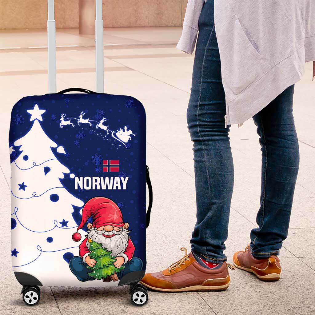 Norway Christmas Luggage Cover with Nordic Gnome Santa White Tree and Snowflake TS04