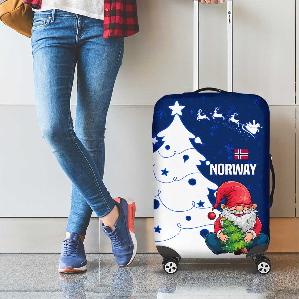 Norway Christmas Luggage Cover with Nordic Gnome Santa White Tree and Snowflake TS04