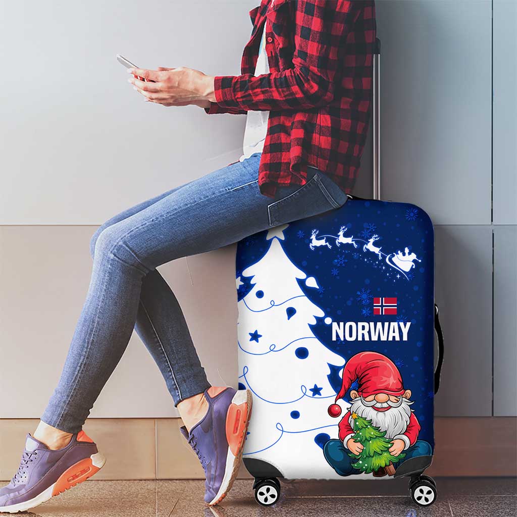 Norway Christmas Luggage Cover with Nordic Gnome Santa White Tree and Snowflake TS04