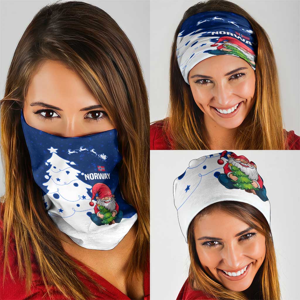 Norway Christmas Neck Gaiter with Nordic Gnome Santa White Tree and Snowflake TS04