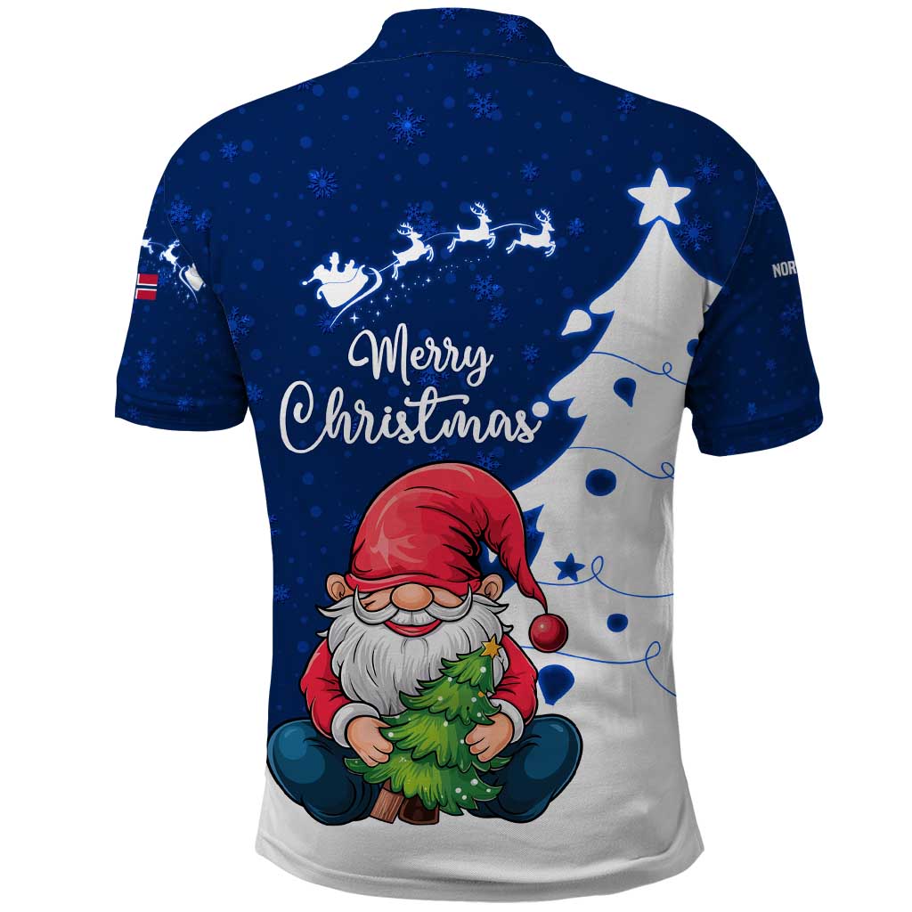 Norway Christmas Polo Shirt with Nordic Gnome Santa White Tree and Snowflake TS04