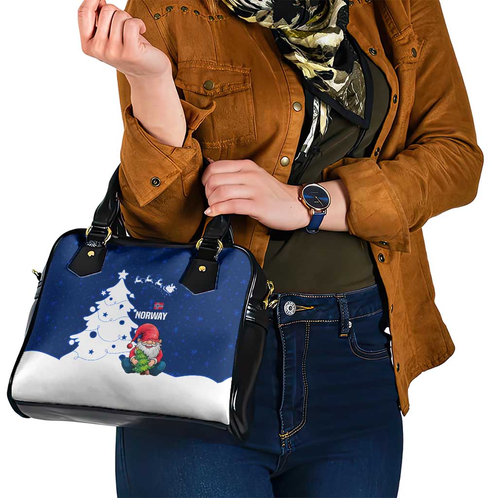 Norway Christmas Shoulder Handbag with Nordic Gnome Santa White Tree and Snowflake TS04
